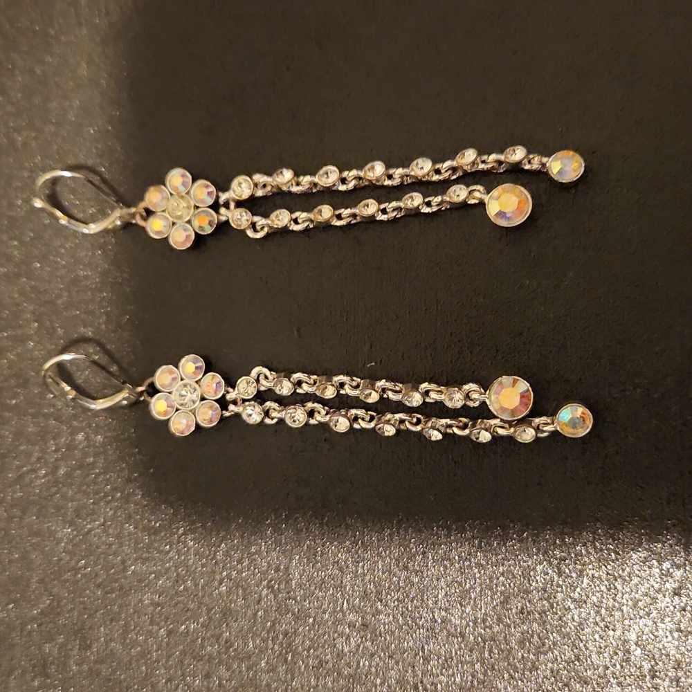 Crystal flower drop earrings